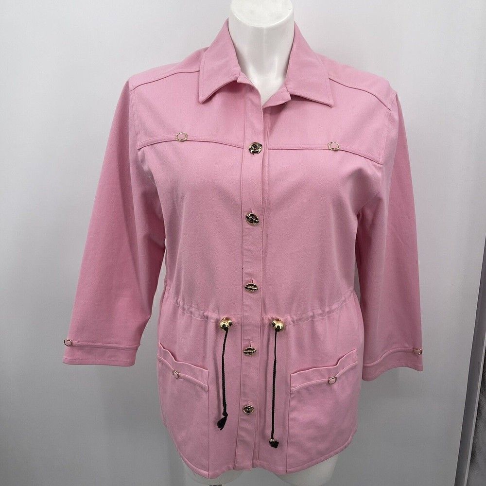 St john Sport womans pink jacket Medium lenght button up collar BoxM